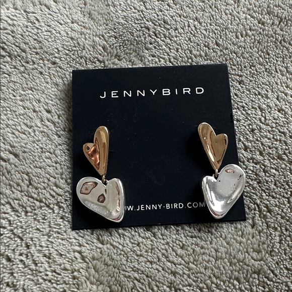 JENNY BIRD Layla Two Toned Sterling Silver Heart Drop Earrings - Picture 3 of 6